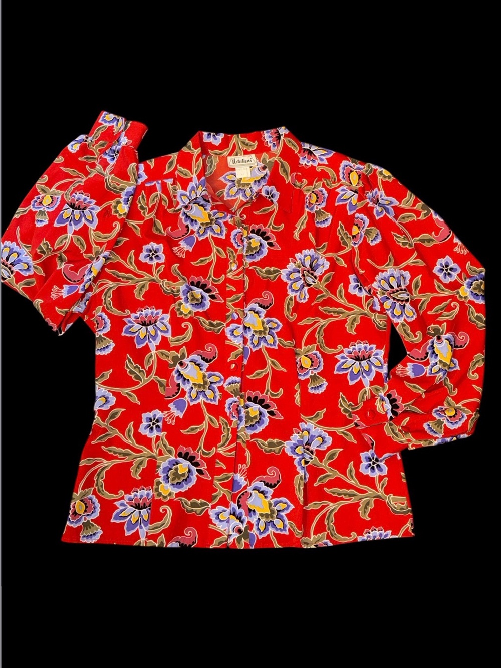Notations Vintage Red Floral Long Sleeve Shirt